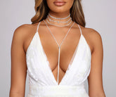 Vierreihiges Strass-Halsband mit Schieber